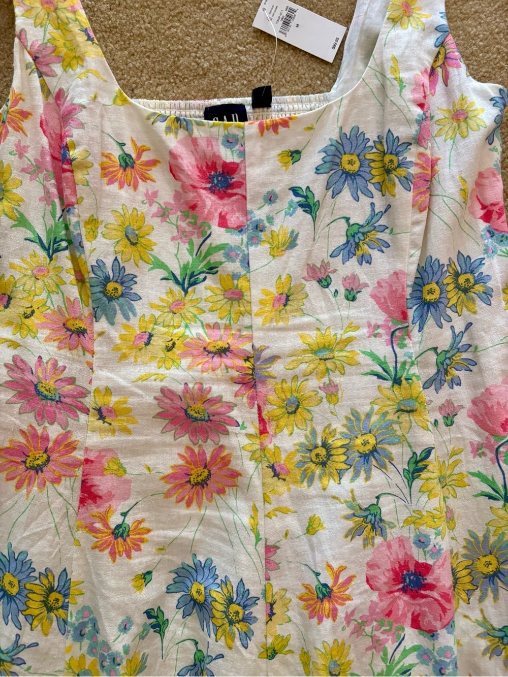 GAP White Floral Sundress with Pink, Yellow & Blue Blooms - Picture 2 of 5